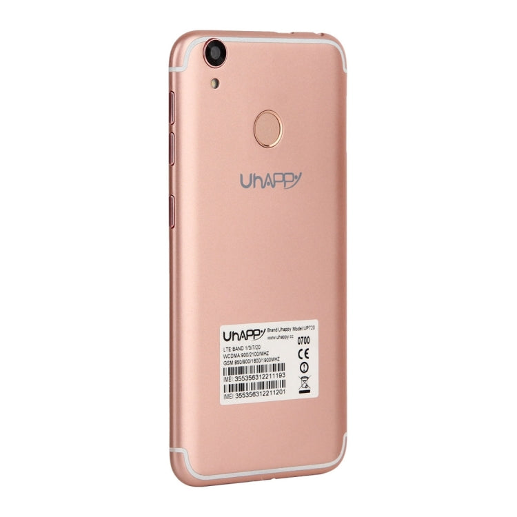 UHAPPY UP720, 2GB+16GB, Rear Fingerprint Unlocking, Dual SIM, Dual Camera, 2.5D 5.0 inch Android 6.0 MTK6737 Quad Core 1.3GHz, Support WiFi, Bluetooth, GPS, FM, G-sensor, Network: 4G