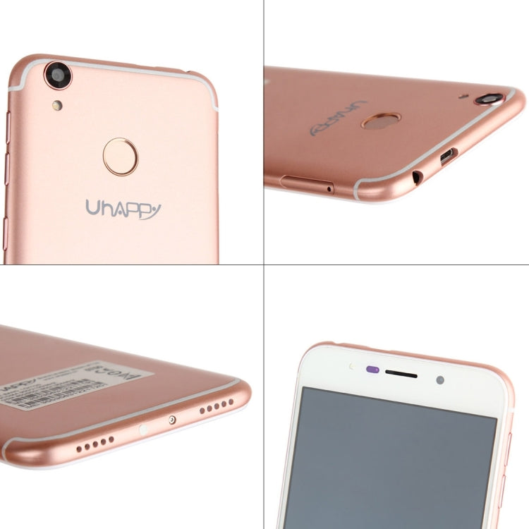 UHAPPY UP720, 2GB+16GB, Rear Fingerprint Unlocking, Dual SIM, Dual Camera, 2.5D 5.0 inch Android 6.0 MTK6737 Quad Core 1.3GHz, Support WiFi, Bluetooth, GPS, FM, G-sensor, Network: 4G