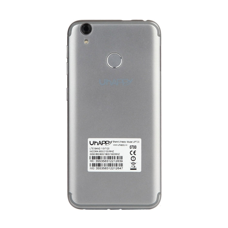 UHAPPY UP720, 2GB+16GB, Rear Fingerprint Unlocking, Dual SIM, Dual Camera, 2.5D 5.0 inch Android 6.0 MTK6737 Quad Core 1.3GHz, Support WiFi, Bluetooth, GPS, FM, G-sensor, Network: 4G