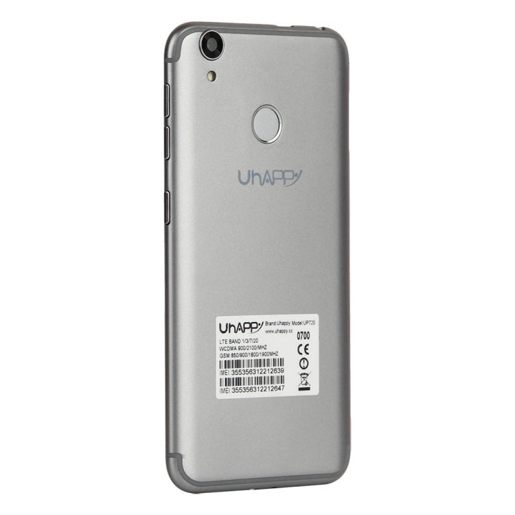 UHAPPY UP720, 2GB+16GB, Rear Fingerprint Unlocking, Dual SIM, Dual Camera, 2.5D 5.0 inch Android 6.0 MTK6737 Quad Core 1.3GHz, Support WiFi, Bluetooth, GPS, FM, G-sensor, Network: 4G