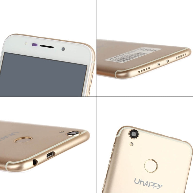 UHAPPY UP720, 2GB+16GB, Rear Fingerprint Unlocking, Dual SIM, Dual Camera, 2.5D 5.0 inch Android 6.0 MTK6737 Quad Core 1.3GHz, Support WiFi, Bluetooth, GPS, FM, G-sensor, Network: 4G