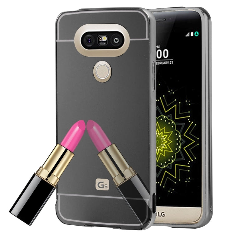 For LG G5 Electroplating Mirror Push Pull PC Protective Case Back Shell Cover + Metal Bumper Frame