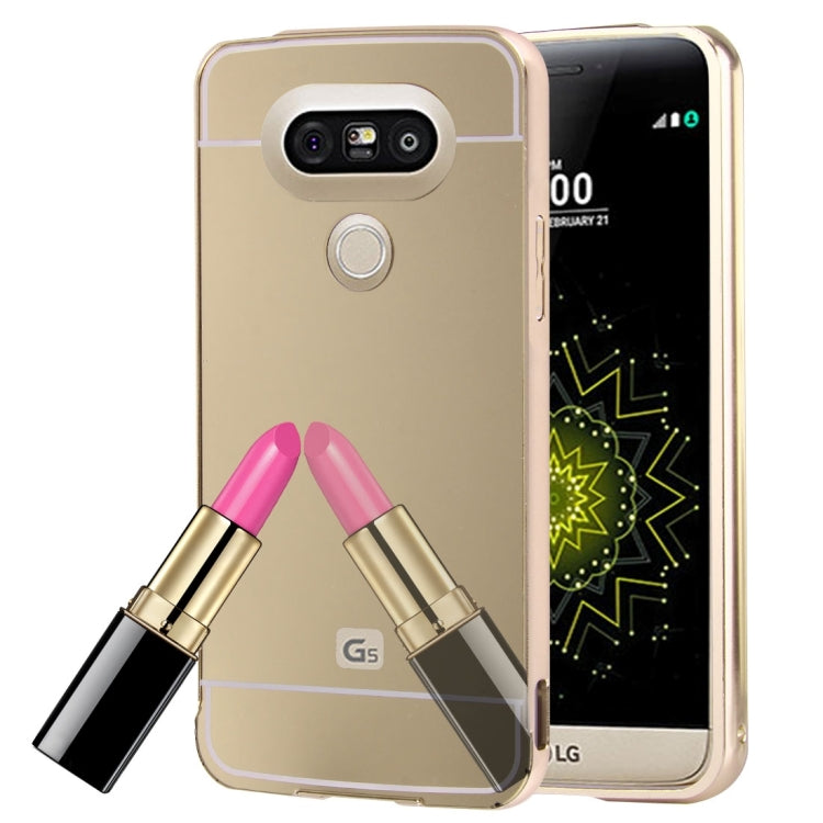 For LG G5 Electroplating Mirror Push Pull PC Protective Case Back Shell Cover + Metal Bumper Frame