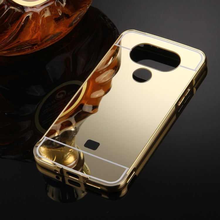 For LG G5 Electroplating Mirror Push Pull PC Protective Case Back Shell Cover + Metal Bumper Frame