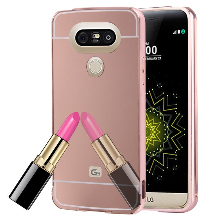 For LG G5 Electroplating Mirror Push Pull PC Protective Case Back Shell Cover + Metal Bumper Frame