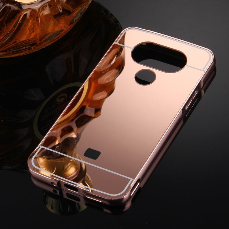 For LG G5 Electroplating Mirror Push Pull PC Protective Case Back Shell Cover + Metal Bumper Frame
