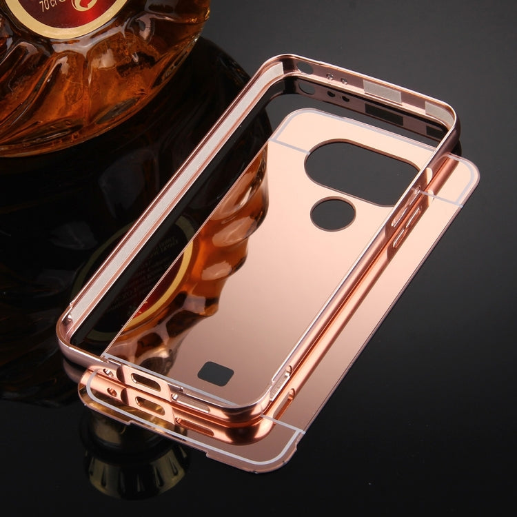 For LG G5 Electroplating Mirror Push Pull PC Protective Case Back Shell Cover + Metal Bumper Frame