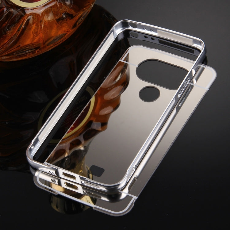 For LG G5 Electroplating Mirror Push Pull PC Protective Case Back Shell Cover + Metal Bumper Frame