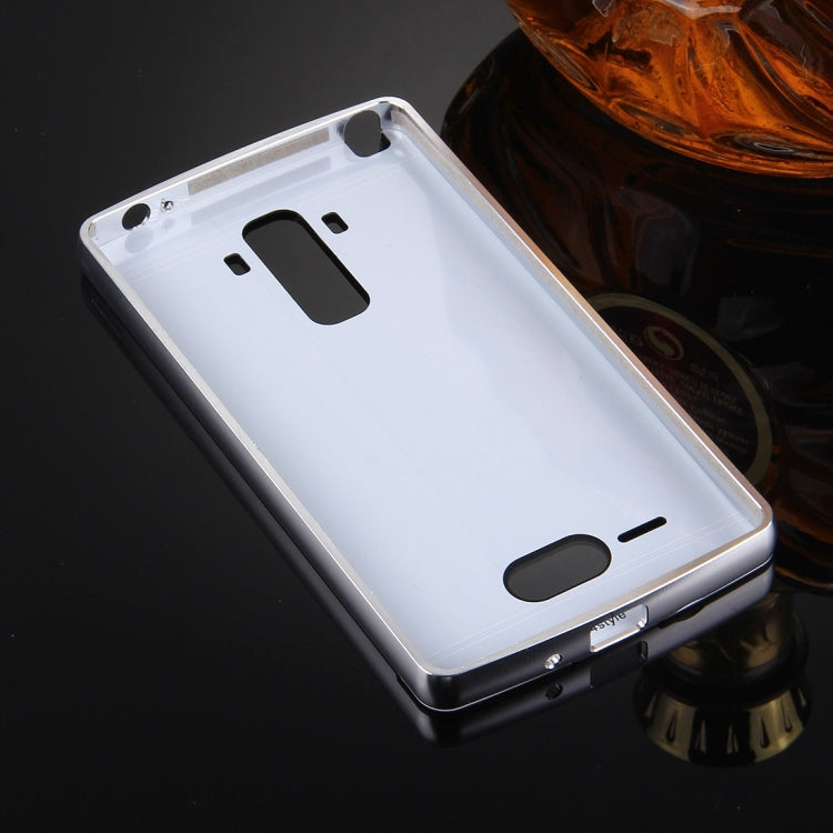 For LG G4 Stylus Electroplating Mirror Push Pull PC Protective Case Back Shell Cover + Metal Bumper Frame