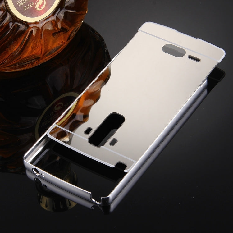 For LG G4 Stylus Electroplating Mirror Push Pull PC Protective Case Back Shell Cover + Metal Bumper Frame