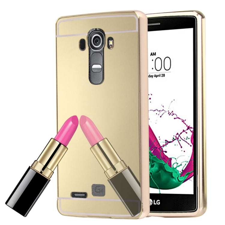 For LG G4 Electroplating Mirror Push Pull PC Protective Case Back Shell Cover + Metal Bumper Frame