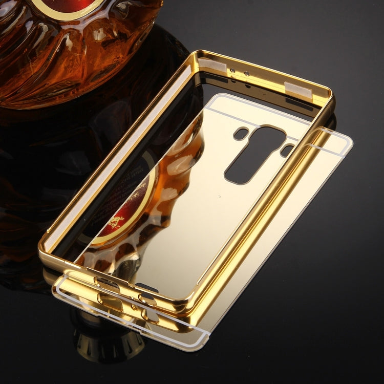 For LG G4 Electroplating Mirror Push Pull PC Protective Case Back Shell Cover + Metal Bumper Frame
