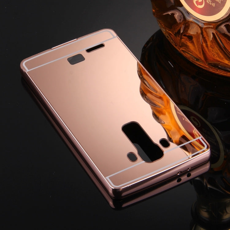 For LG G4 Electroplating Mirror Push Pull PC Protective Case Back Shell Cover + Metal Bumper Frame