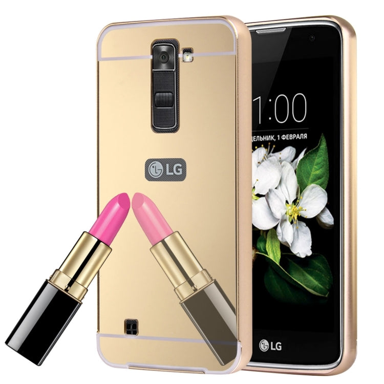 For LG K7 Electroplating Mirror Push Pull PC Protective Case Back Shell Cover + Metal Bumper Frame