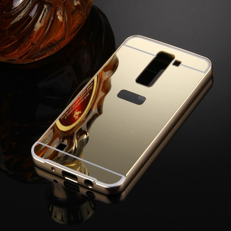 For LG K7 Electroplating Mirror Push Pull PC Protective Case Back Shell Cover + Metal Bumper Frame