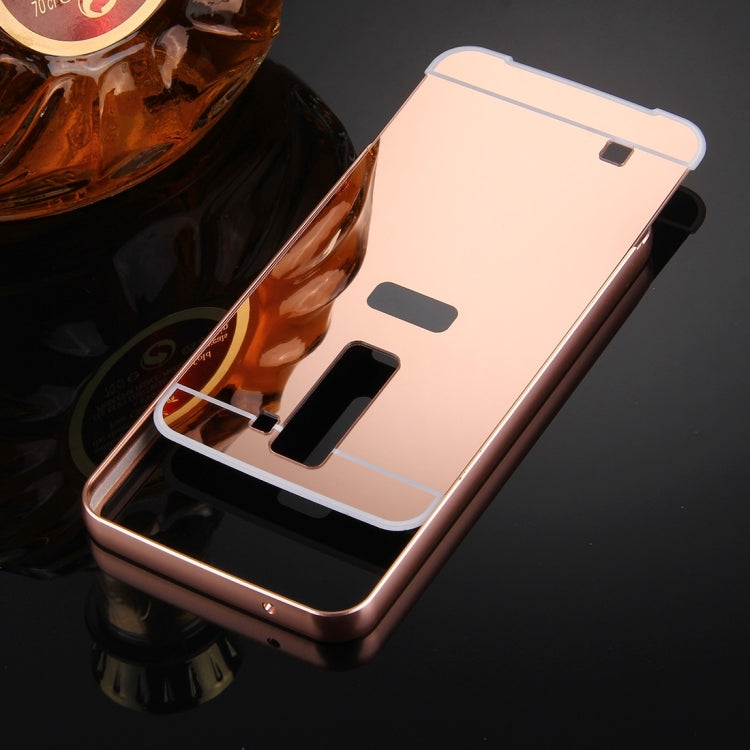 For LG K7 Electroplating Mirror Push Pull PC Protective Case Back Shell Cover + Metal Bumper Frame