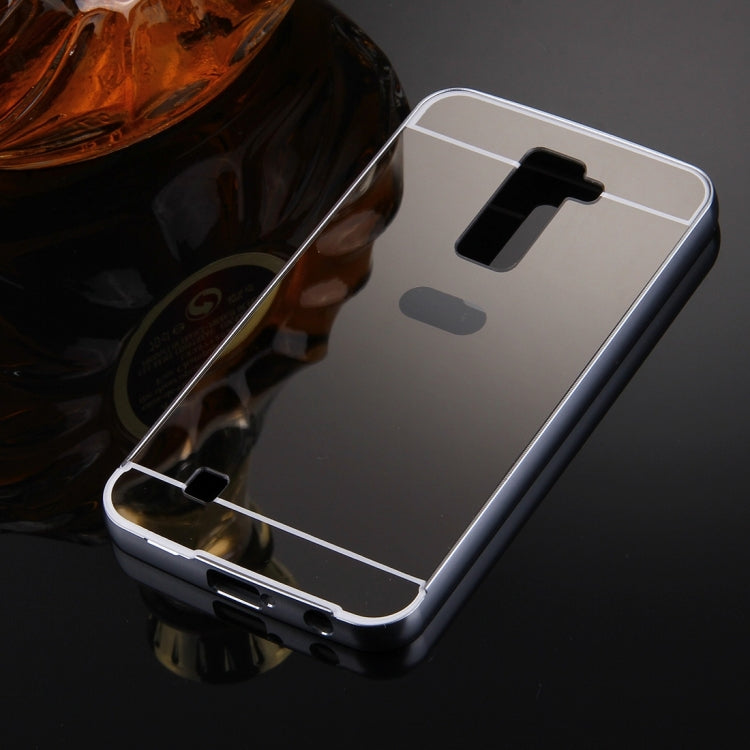 For LG K10 Electroplating Mirror Push Pull PC Protective Case Back Shell Cover + Metal Bumper Frame