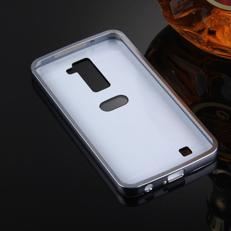 For LG K10 Electroplating Mirror Push Pull PC Protective Case Back Shell Cover + Metal Bumper Frame