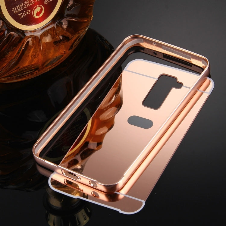 For LG K10 Electroplating Mirror Push Pull PC Protective Case Back Shell Cover + Metal Bumper Frame