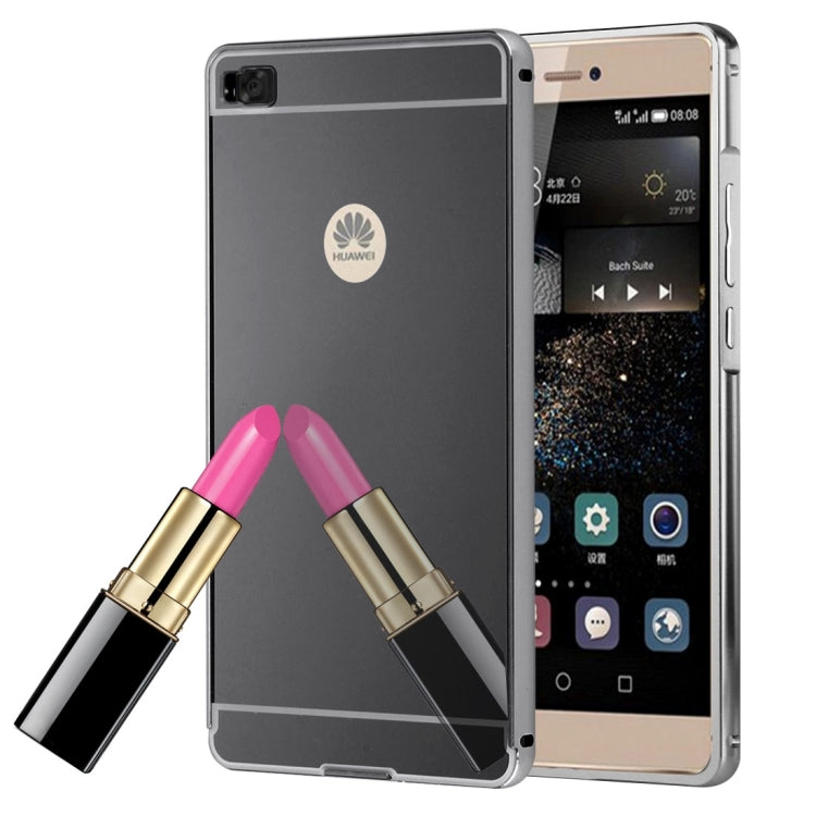 For Huawei  P8 Electroplating Mirror Push Pull PC Protective Case Back Shell Cover + Metal Bumper Frame