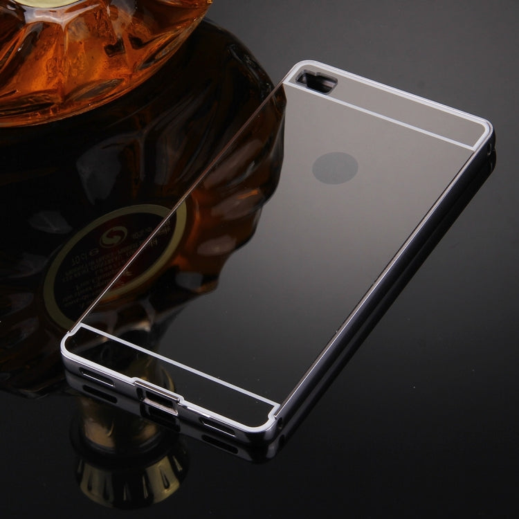 For Huawei  P8 Electroplating Mirror Push Pull PC Protective Case Back Shell Cover + Metal Bumper Frame