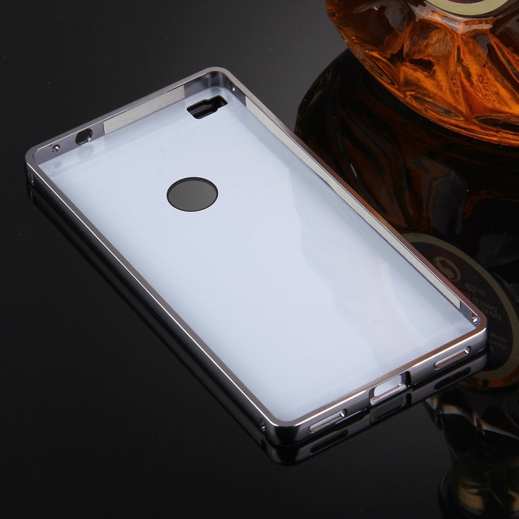 For Huawei  P8 Electroplating Mirror Push Pull PC Protective Case Back Shell Cover + Metal Bumper Frame