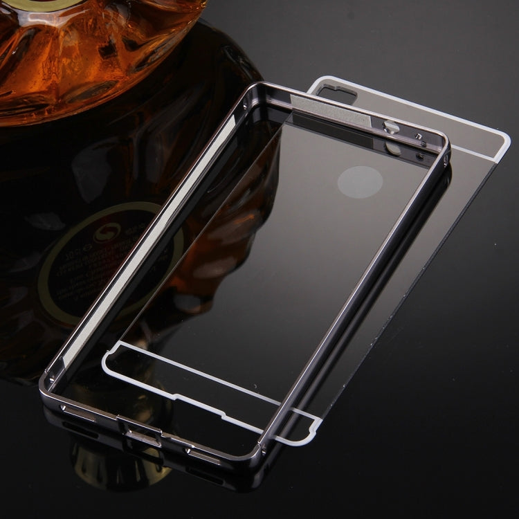 For Huawei  P8 Electroplating Mirror Push Pull PC Protective Case Back Shell Cover + Metal Bumper Frame
