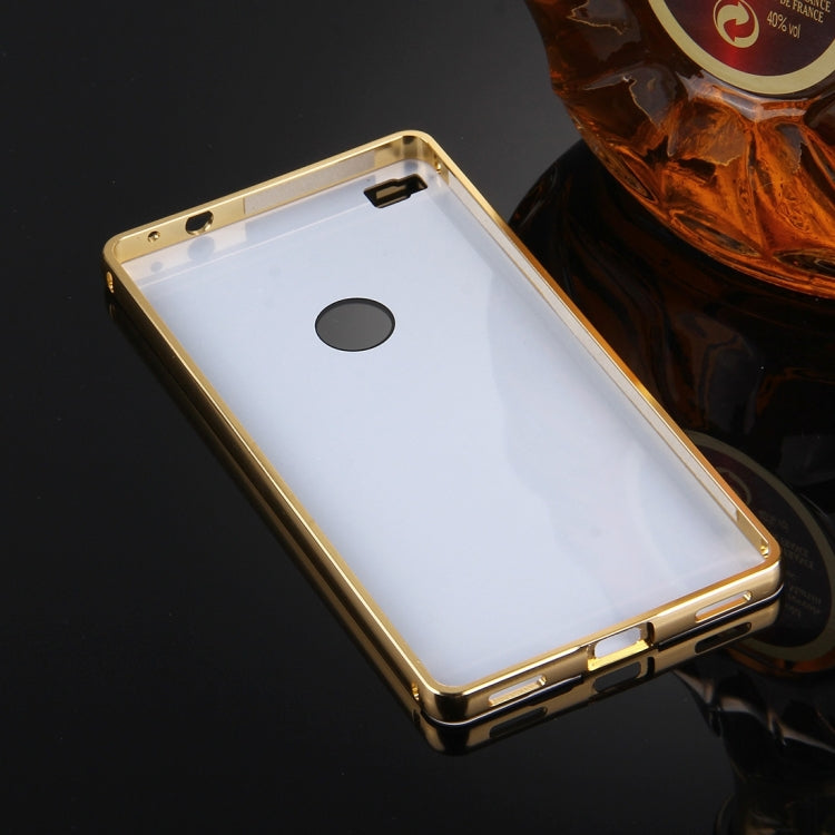 For Huawei  P8 Electroplating Mirror Push Pull PC Protective Case Back Shell Cover + Metal Bumper Frame