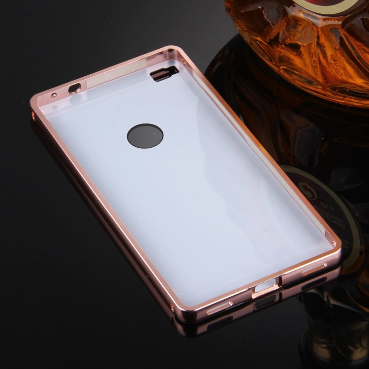 For Huawei  P8 Electroplating Mirror Push Pull PC Protective Case Back Shell Cover + Metal Bumper Frame