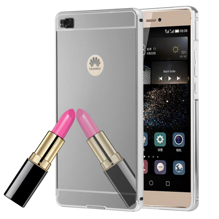 For Huawei  P8 Electroplating Mirror Push Pull PC Protective Case Back Shell Cover + Metal Bumper Frame