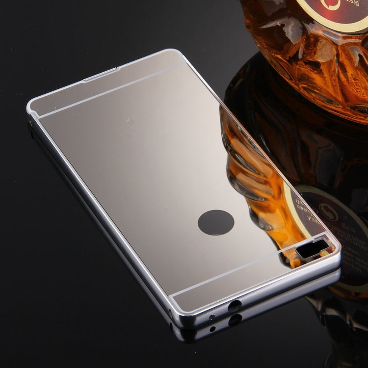 For Huawei  P8 Electroplating Mirror Push Pull PC Protective Case Back Shell Cover + Metal Bumper Frame