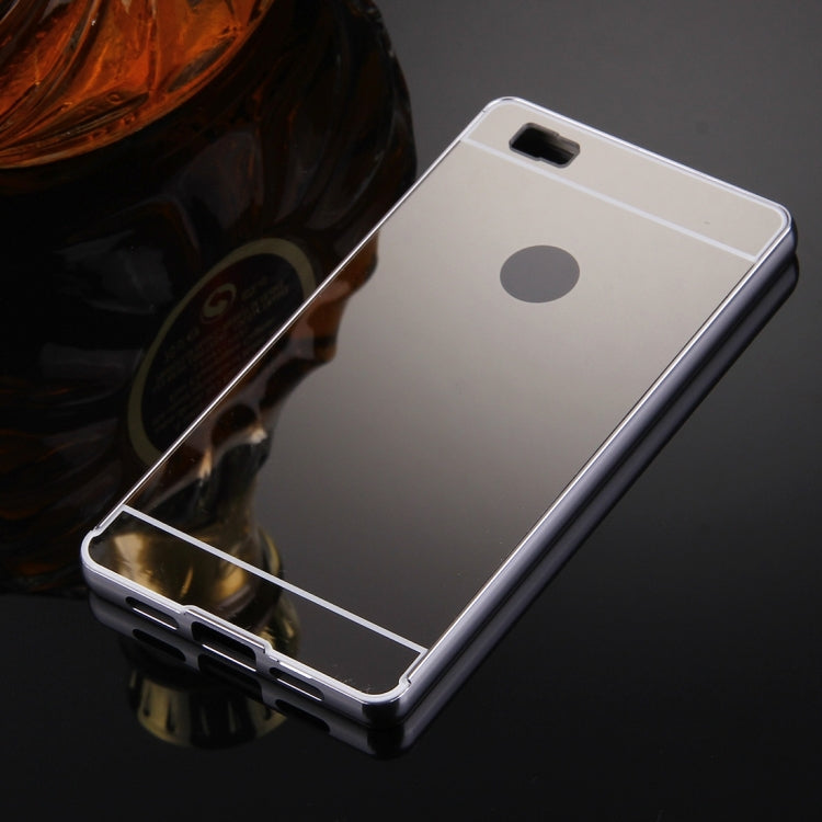 For Huawei  P8 Lite Electroplating Mirror Push Pull PC Protective Case Back Shell Cover + Metal Bumper Frame
