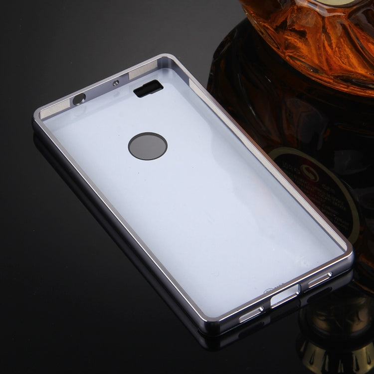 For Huawei  P8 Lite Electroplating Mirror Push Pull PC Protective Case Back Shell Cover + Metal Bumper Frame