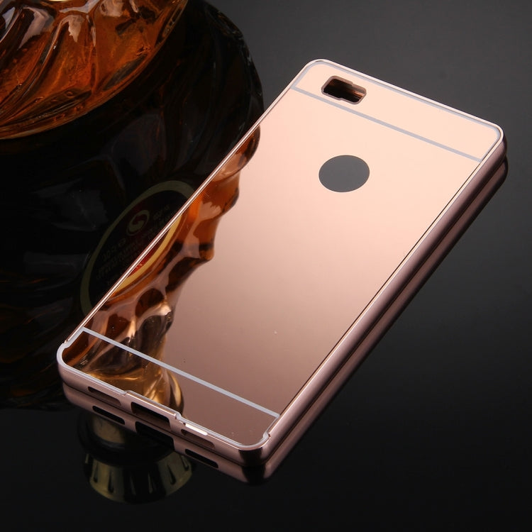 For Huawei  P8 Lite Electroplating Mirror Push Pull PC Protective Case Back Shell Cover + Metal Bumper Frame