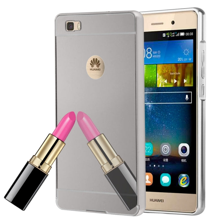 For Huawei  P8 Lite Electroplating Mirror Push Pull PC Protective Case Back Shell Cover + Metal Bumper Frame