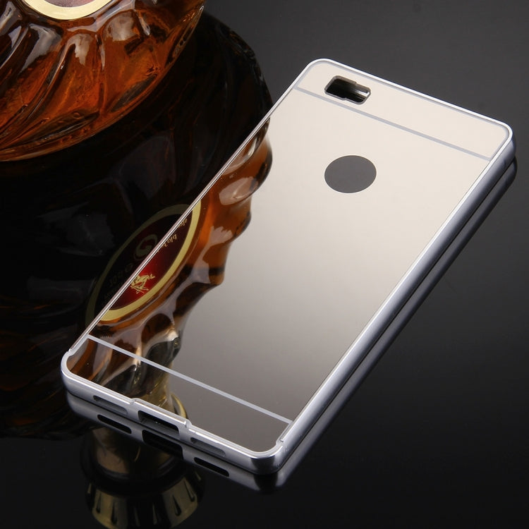 For Huawei  P8 Lite Electroplating Mirror Push Pull PC Protective Case Back Shell Cover + Metal Bumper Frame