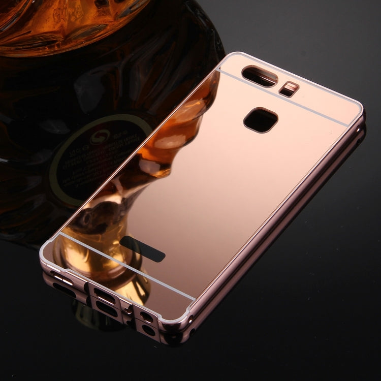 For Huawei  P9 Electroplating Mirror Push Pull PC Protective Case Back Shell Cover + Metal Bumper Frame