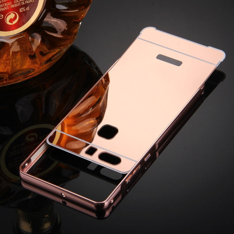 For Huawei  P9 Electroplating Mirror Push Pull PC Protective Case Back Shell Cover + Metal Bumper Frame