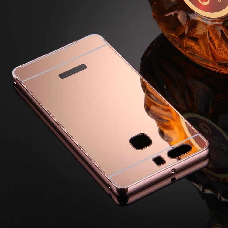 For Huawei  P9 Electroplating Mirror Push Pull PC Protective Case Back Shell Cover + Metal Bumper Frame