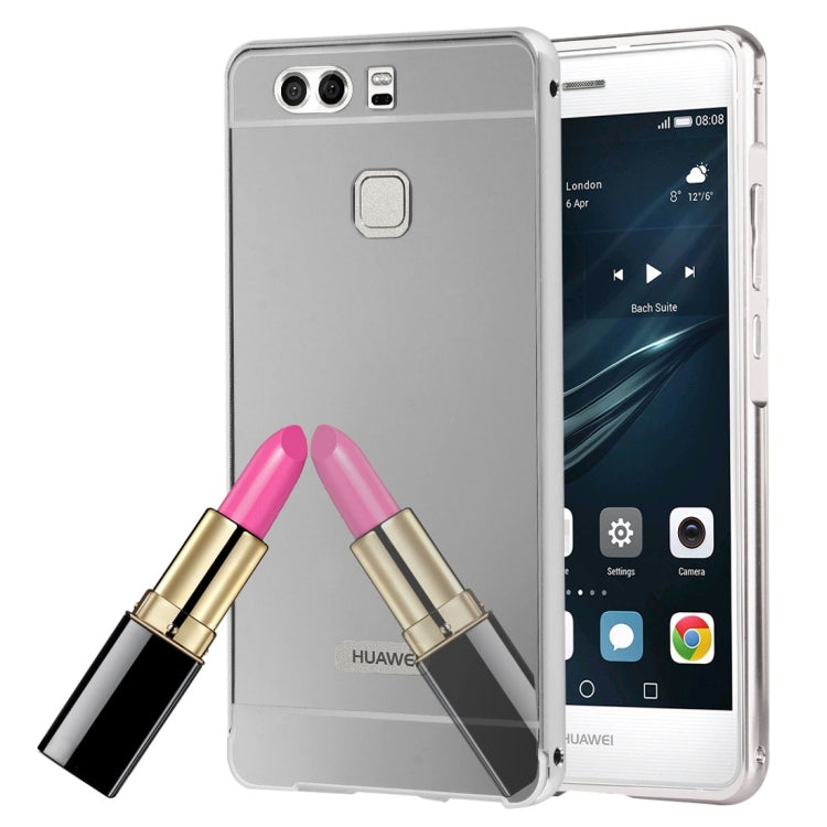For Huawei  P9 Electroplating Mirror Push Pull PC Protective Case Back Shell Cover + Metal Bumper Frame