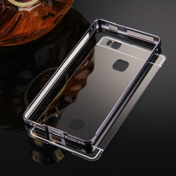For Huawei  P9 Lite Electroplating Mirror Push Pull PC Protective Case Back Shell Cover + Metal Bumper Frame