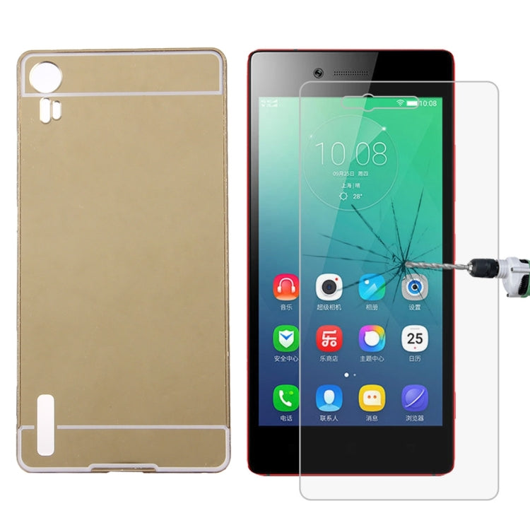 2 in 1 for Lenovo Vibe Shot / Z90 (S-MPH-1999) Metal Frame Back Shell Cover + Tempered Glass Screen Film Protector