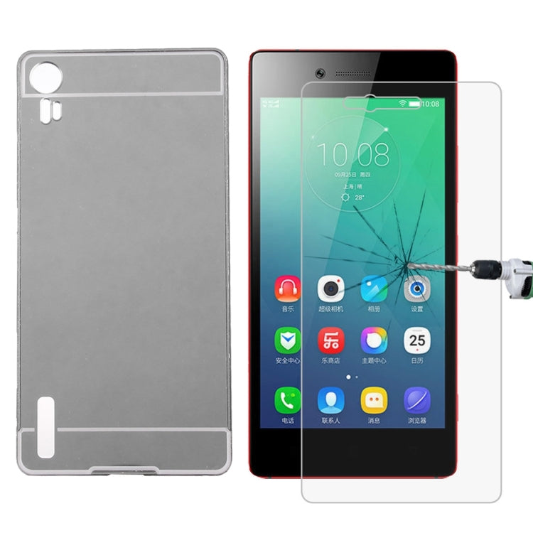 2 in 1 for Lenovo Vibe Shot / Z90 (S-MPH-1999) Metal Frame Back Shell Cover + Tempered Glass Screen Film Protector