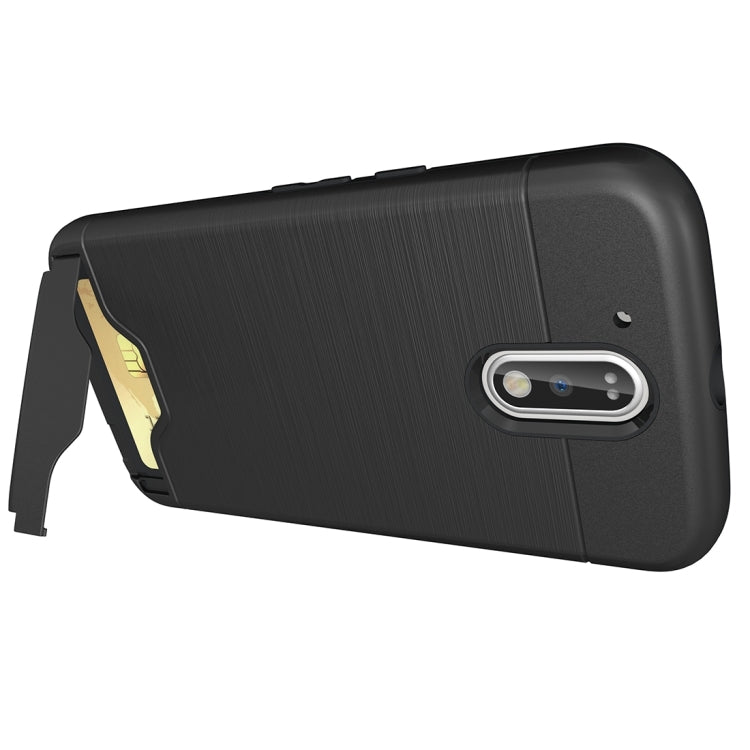 For Motorola Moto G4 & G4 Plus Brushed Texture Separable TPU + PC Combination Back Case with Card Slot & Holder
