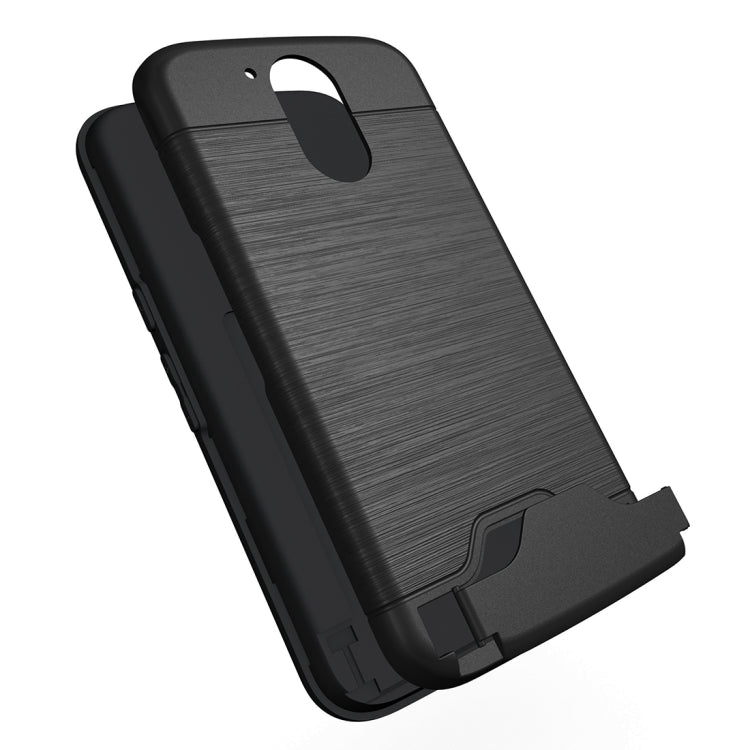 For Motorola Moto G4 & G4 Plus Brushed Texture Separable TPU + PC Combination Back Case with Card Slot & Holder