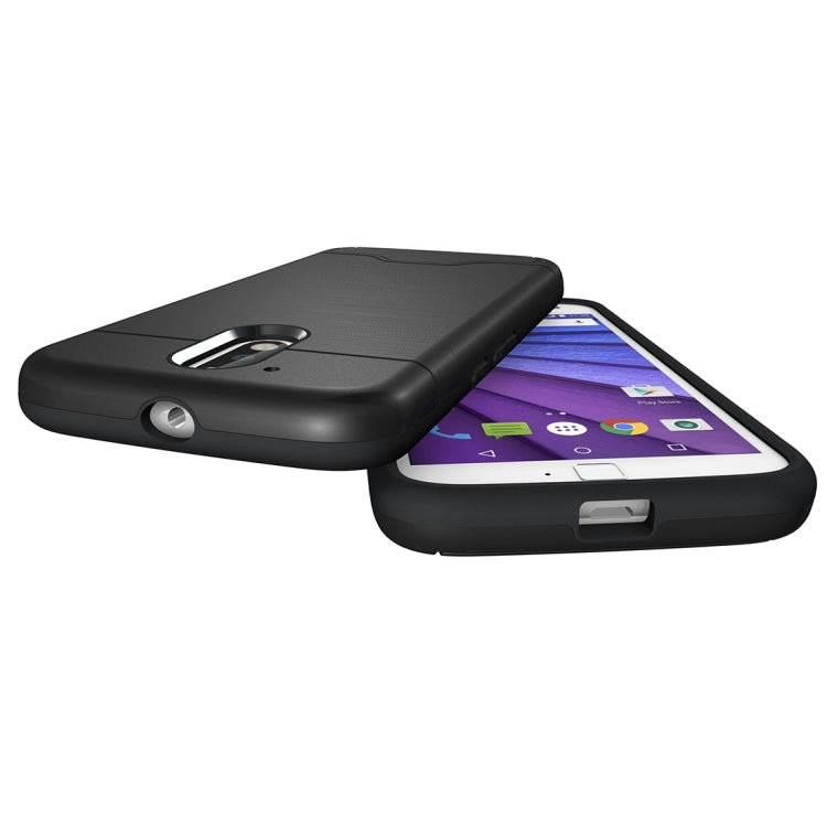 For Motorola Moto G4 & G4 Plus Brushed Texture Separable TPU + PC Combination Back Case with Card Slot & Holder