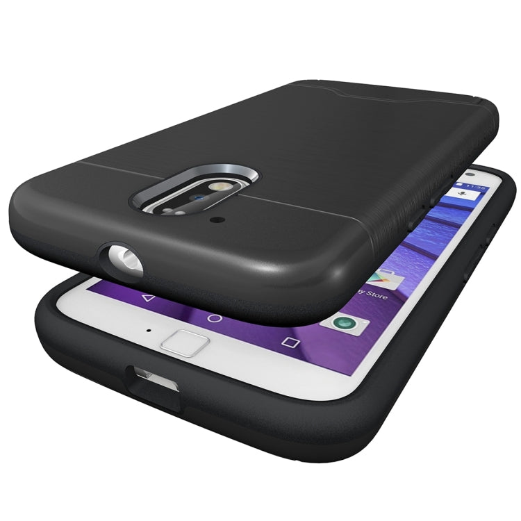 For Motorola Moto G4 & G4 Plus Brushed Texture Separable TPU + PC Combination Back Case with Card Slot & Holder
