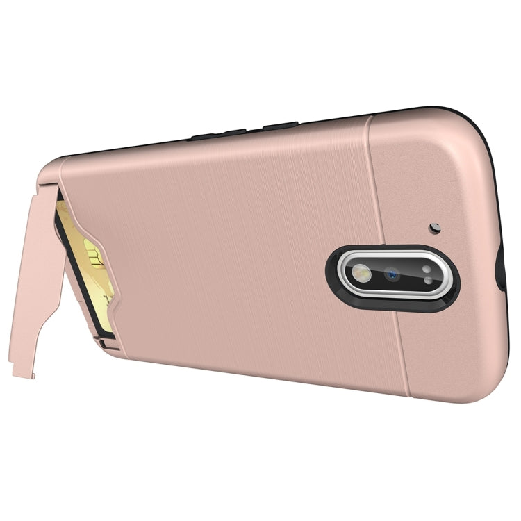 For Motorola Moto G4 & G4 Plus Brushed Texture Separable TPU + PC Combination Back Case with Card Slot & Holder