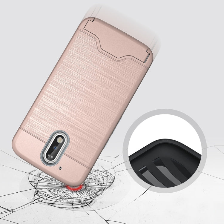 For Motorola Moto G4 & G4 Plus Brushed Texture Separable TPU + PC Combination Back Case with Card Slot & Holder