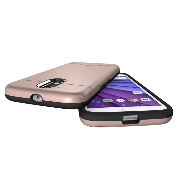 For Motorola Moto G4 & G4 Plus Brushed Texture Separable TPU + PC Combination Back Case with Card Slot & Holder